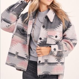 Pink and Grey Aztec Print Jacket / Shacket